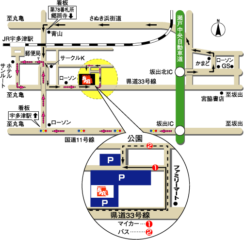 本格手打ちうどん おか泉の公式サイトより周辺の地図画像