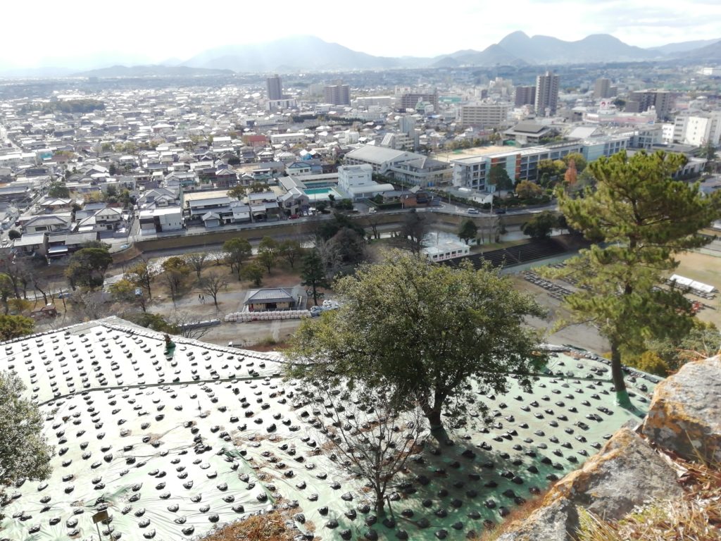 石垣崩落現場　上から