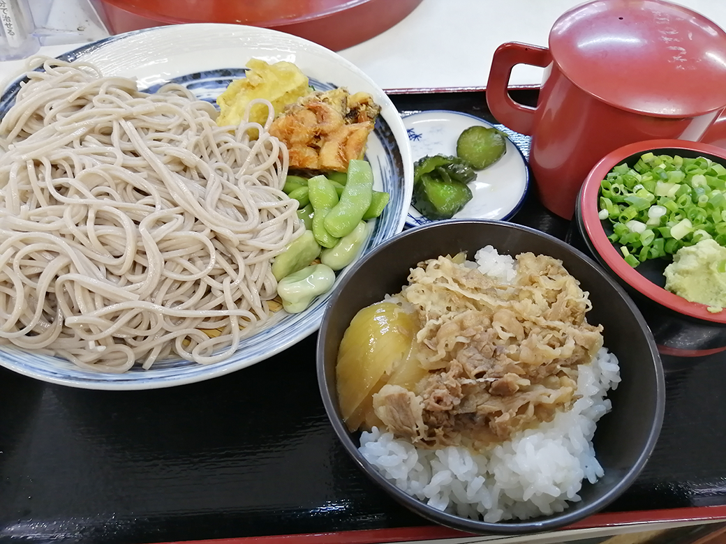 綾川町 八十場茶屋 生そばと牛丼セット