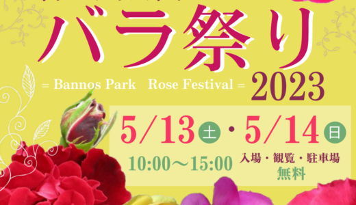 坂出市番の州公園で4年ぶりに「番の州公園バラ祭り2023」が2023年5月13日(土)、14日(日)に開催される。約130種220株のバラが咲き誇る