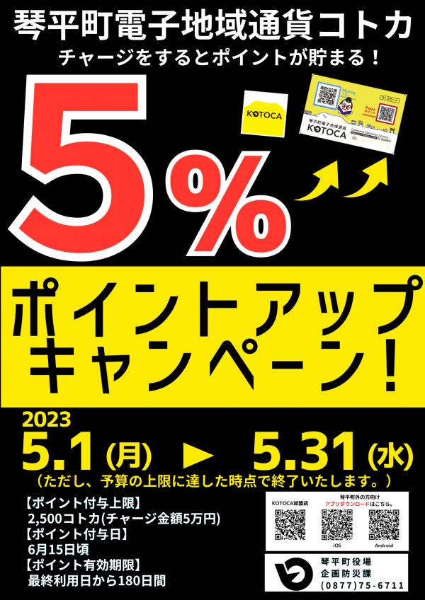 琴平町 コトカ 5％ポイントアップキャンペーン
