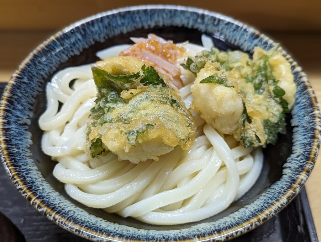 多度津町西浜 いけこうどん 鱧天と梅水晶ぶっかけ