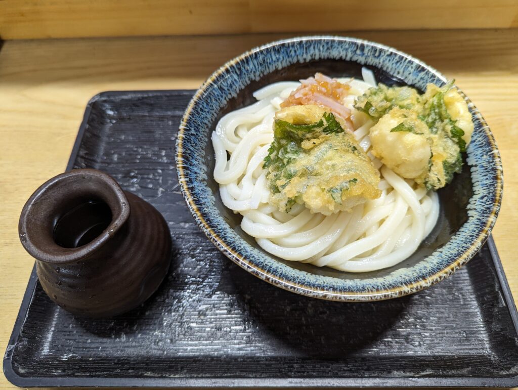 多度津町西浜 いけこうどん 鱧天と梅水晶ぶっかけ