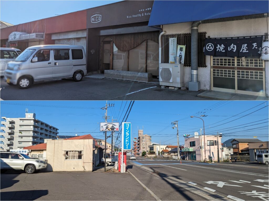 丸亀市今津町 やきにく 天嘉(てんか) 場所・駐車場