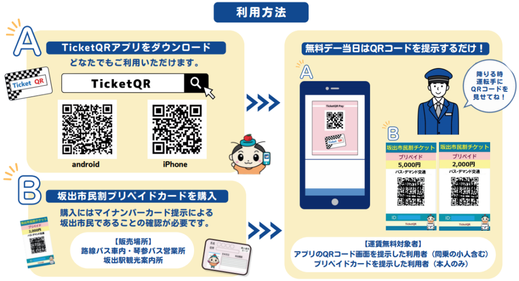 坂出市 TicketQRでバス無料デー