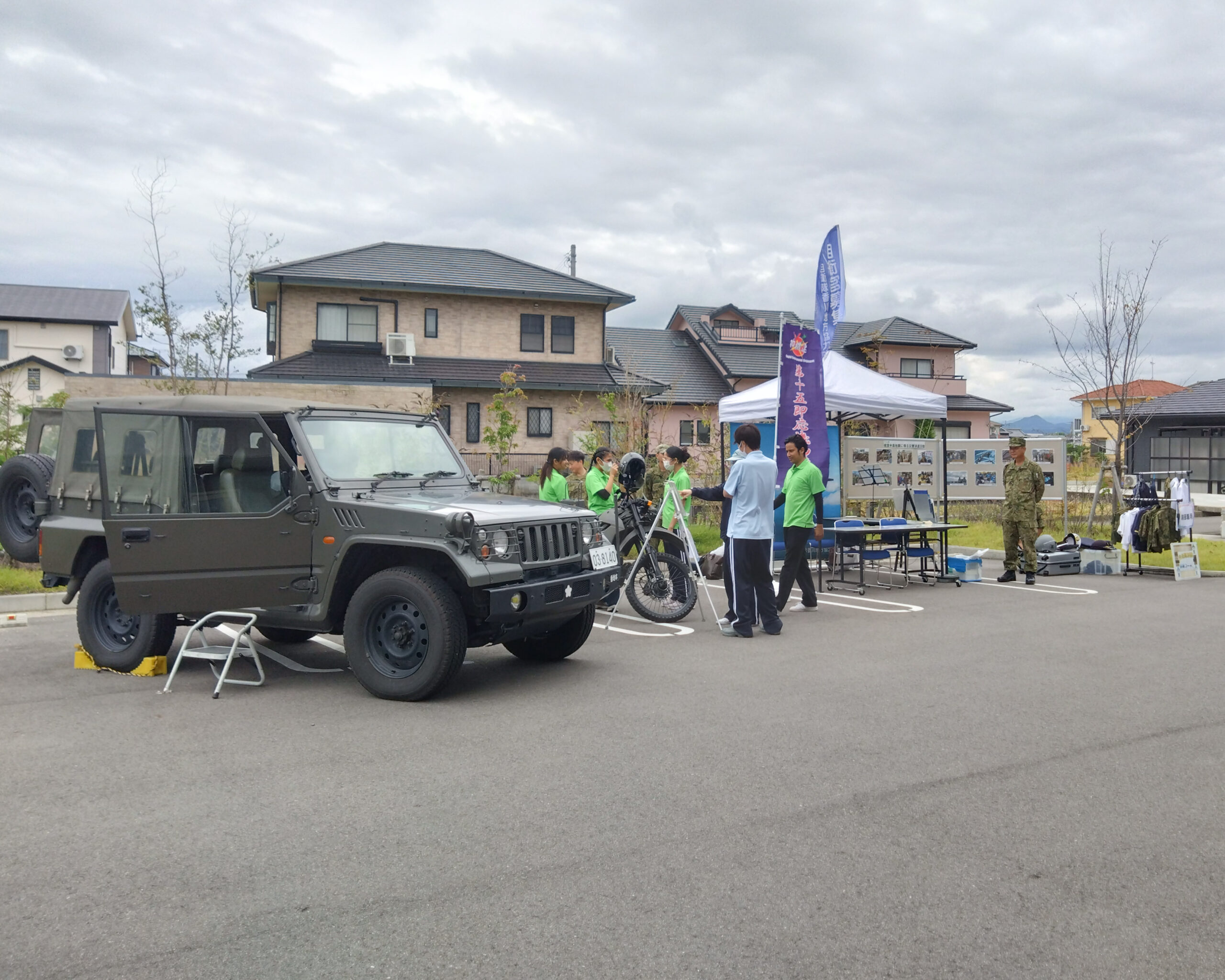 丸亀市飯山町 第2回地域合同防災訓練 自衛隊パジェロ