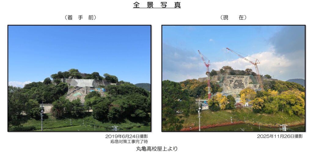 丸亀市 丸亀城 伐採木の薪 無料配布