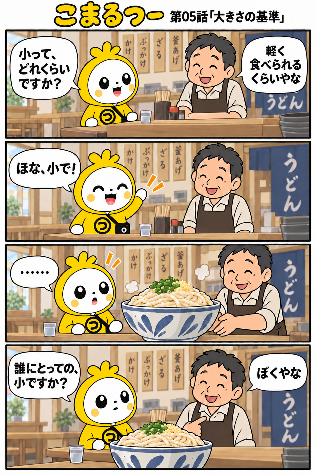 こまるつー 第05話「大きさの基準」の4コマ漫画