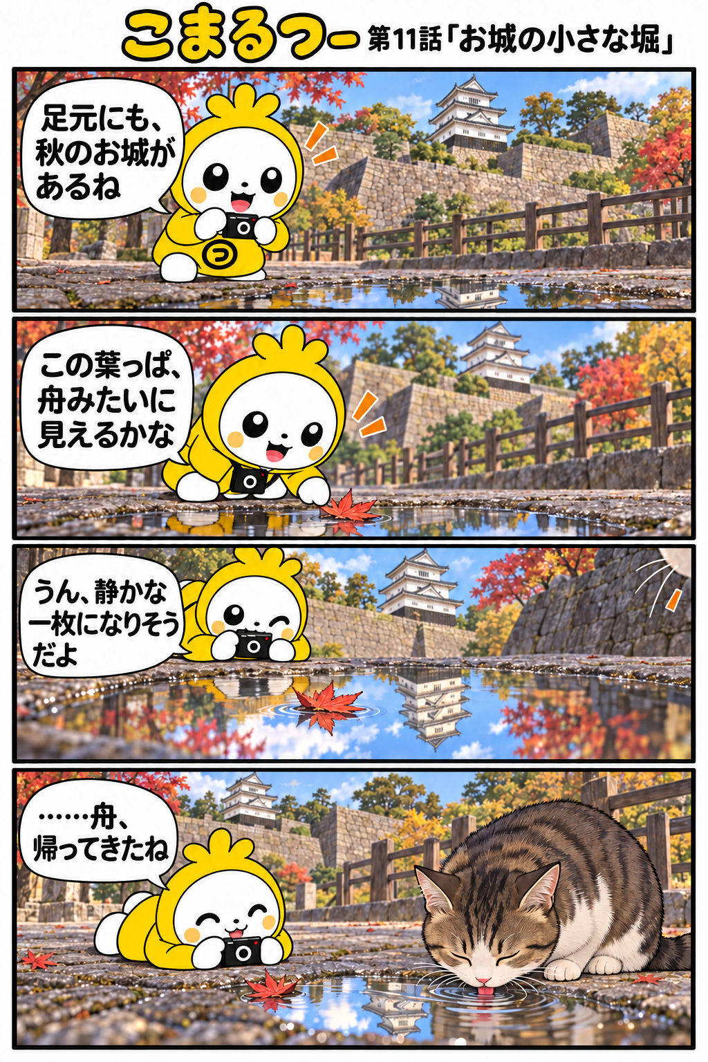 こまるつー 第11話「お城の小さな堀」の4コマ漫画